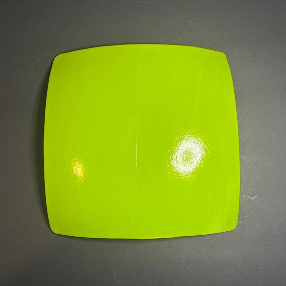 Art Deco Green Black Abstract Square Art Glass Lined & Glitter Flaked Plate 10" - Picture 6 of 6